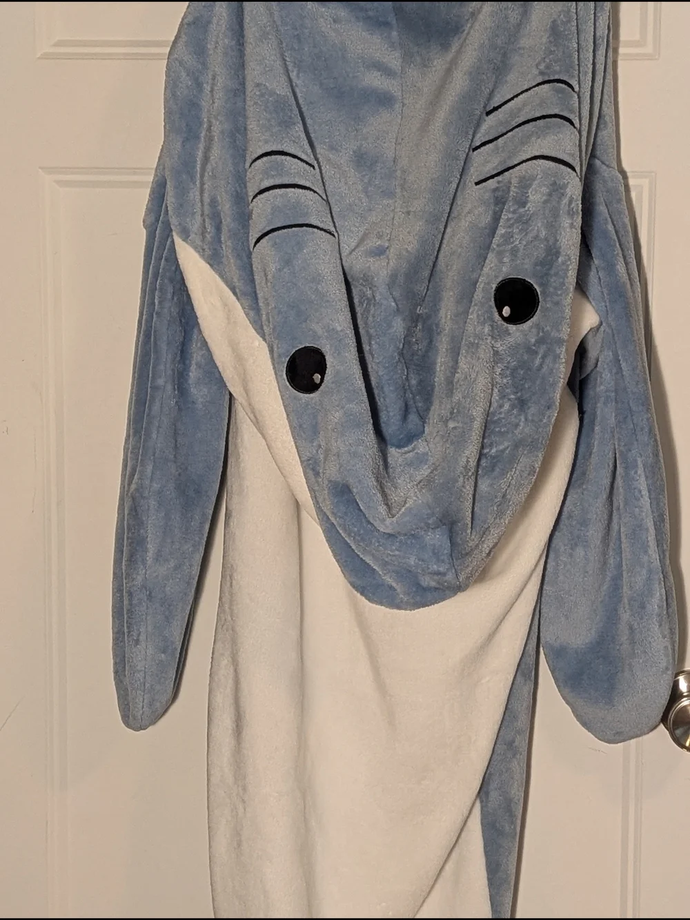 Plush Shark Onesie/Wearable Blanket - Blue & White Cozy. Sharkweek. Halloween.